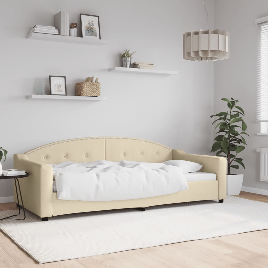 daybed 90x200 cm stof cremefarvet