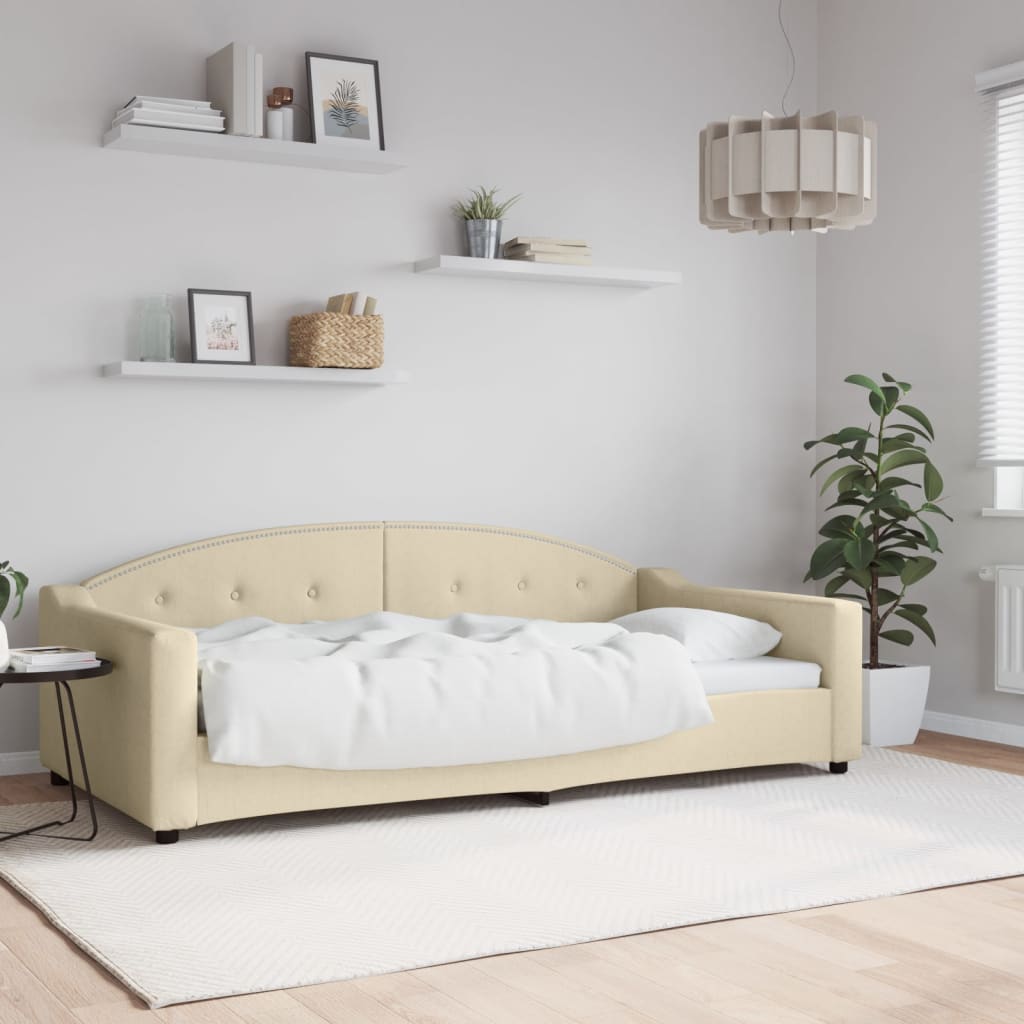 daybed 100x200 cm stof cremefarvet