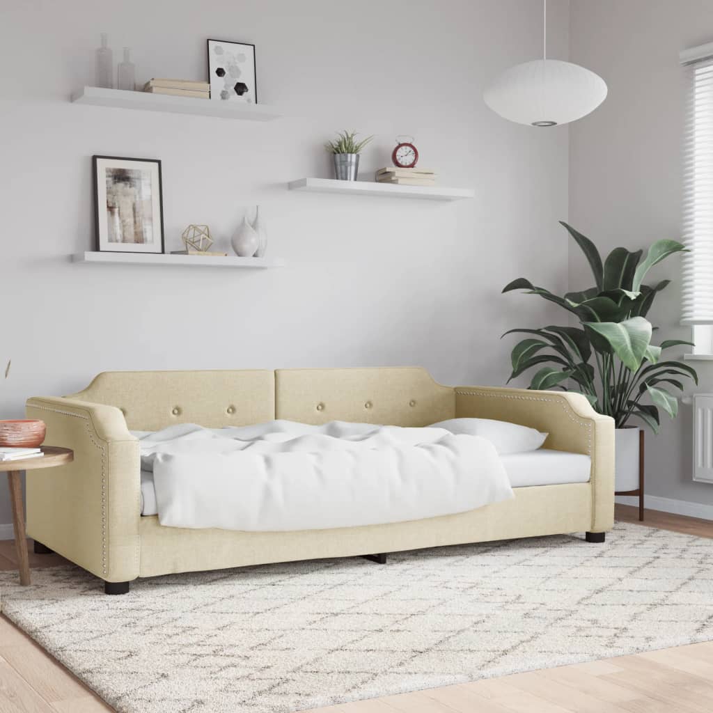 daybed 80x200 cm stof cremefarvet