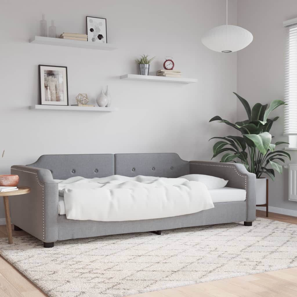 daybed 90x200 cm stof lysegrå