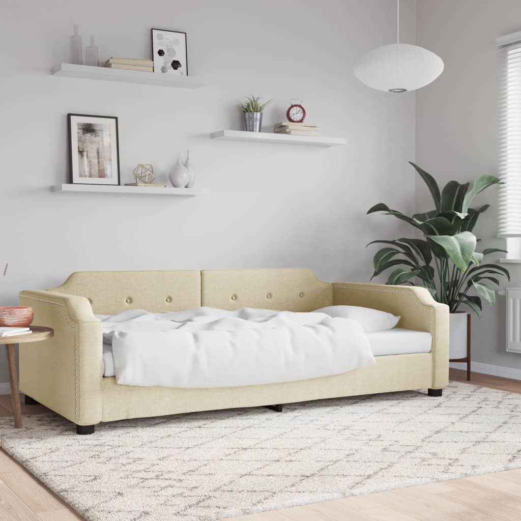 daybed 90x200 cm stof cremefarvet