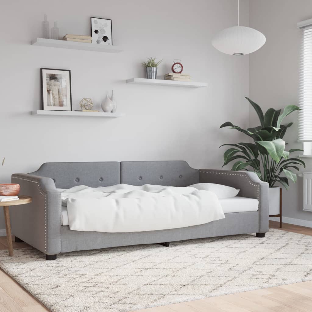 daybed 100x190 cm stof lysegrå