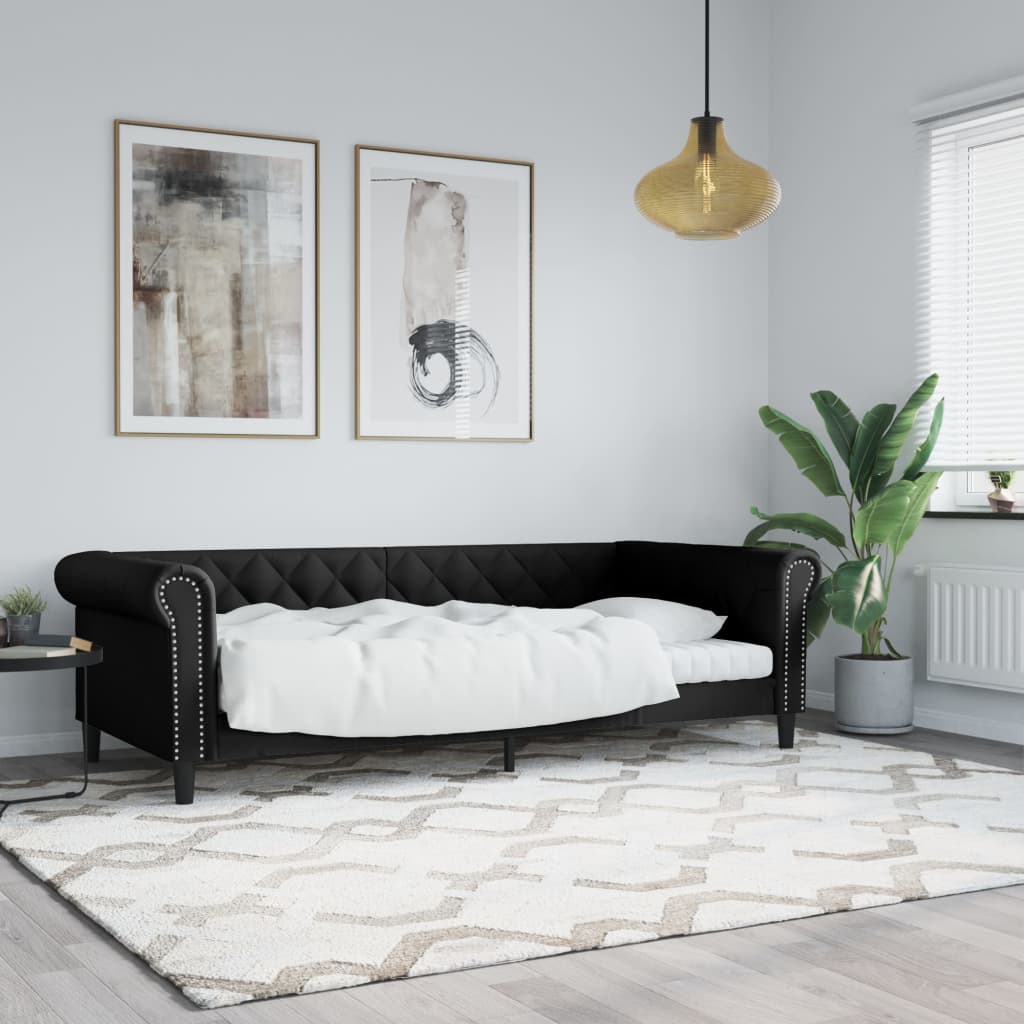 daybed 80x200 cm kunstlæder sort