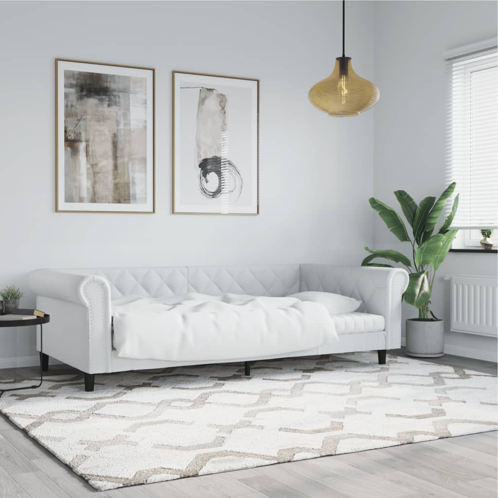 daybed 80x200 cm kunstlæder hvid