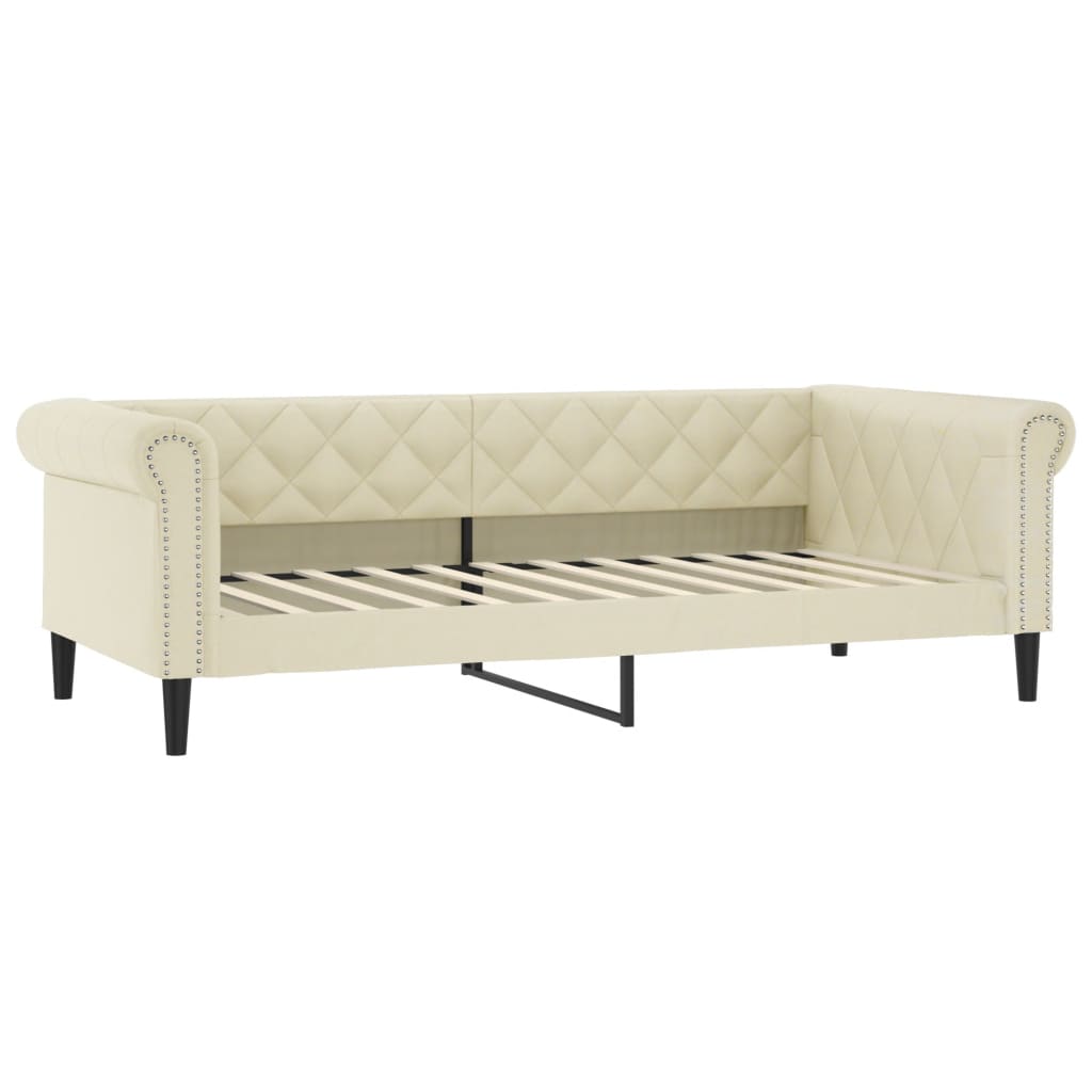 daybed 80x200 cm kunstlæder cremefarvet