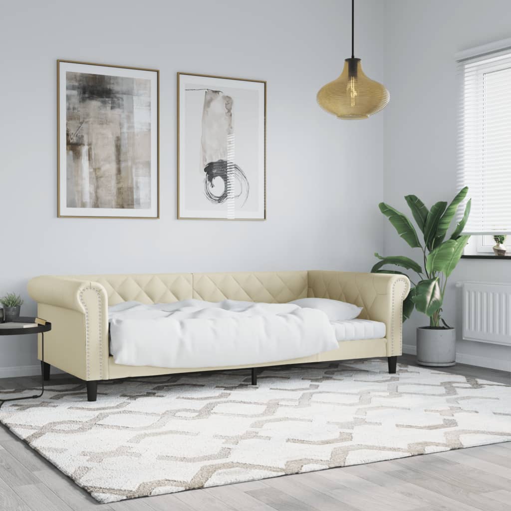daybed 80x200 cm kunstlæder cremefarvet