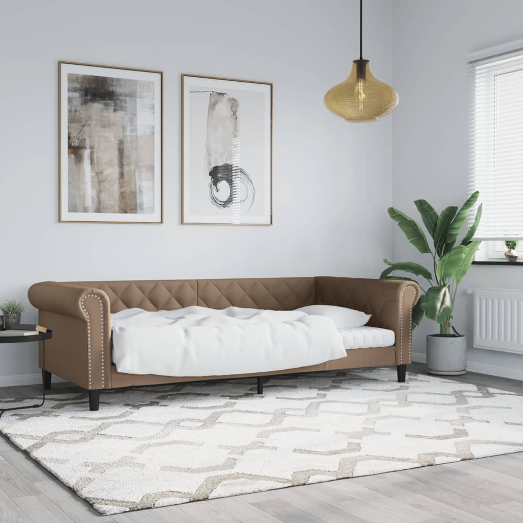 daybed 80x200 cm kunstlæder cappuccinofarvet