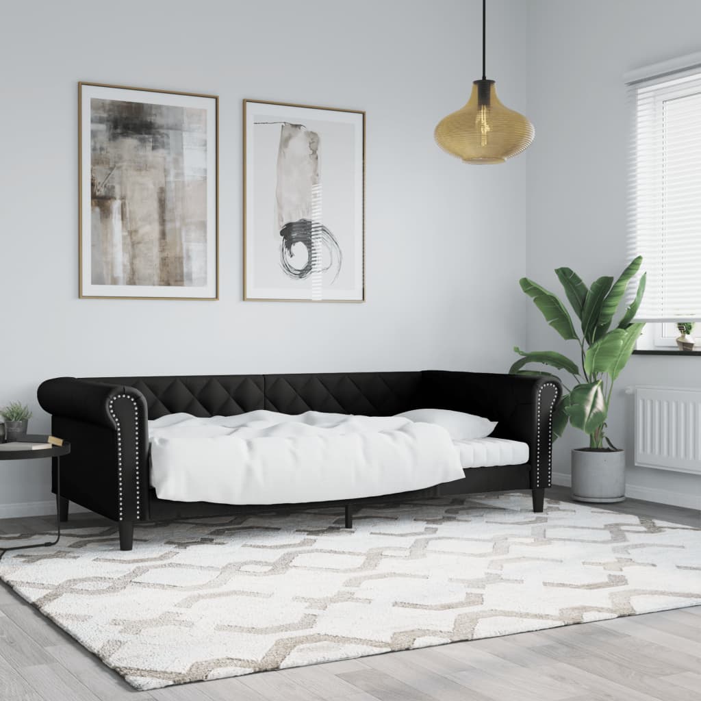 daybed 90x190 cm kunstlæder sort