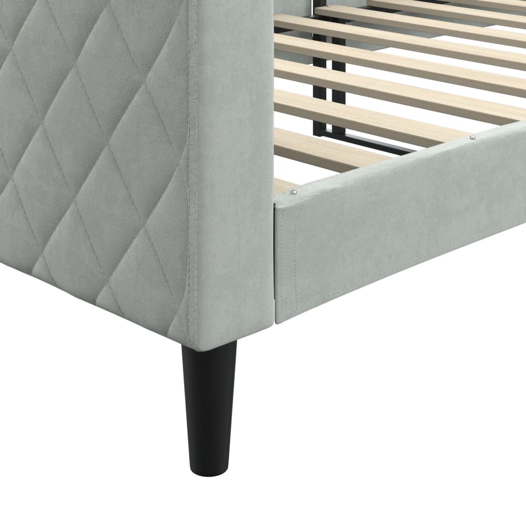 daybed 80x200 cm velour lysegrå
