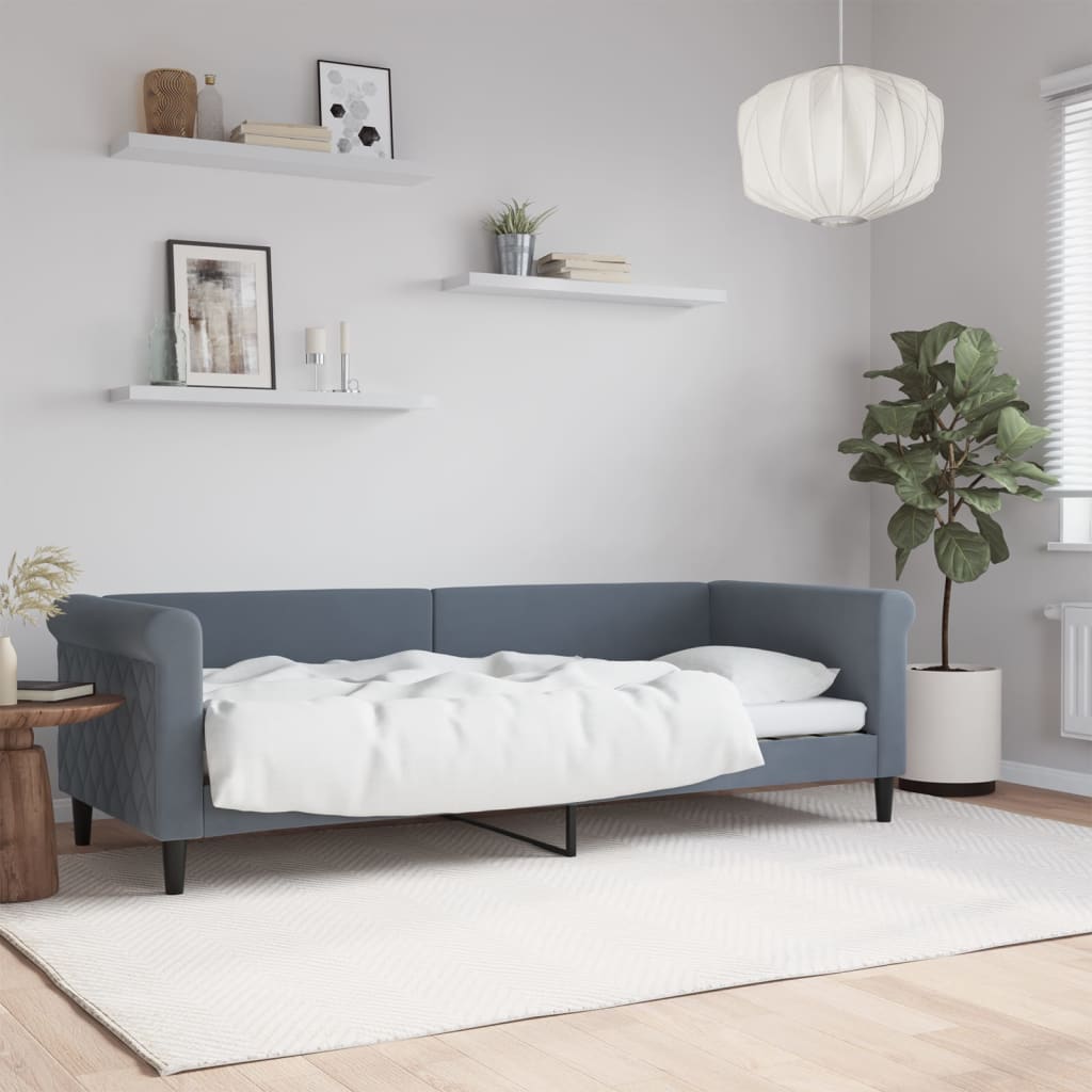 daybed 80x200 cm velour mørkegrå