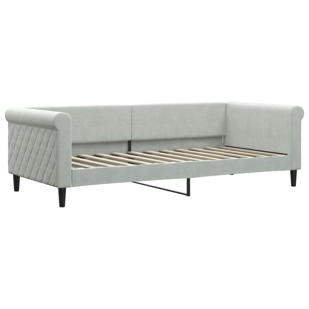 daybed 90x200 cm velour lysegrå