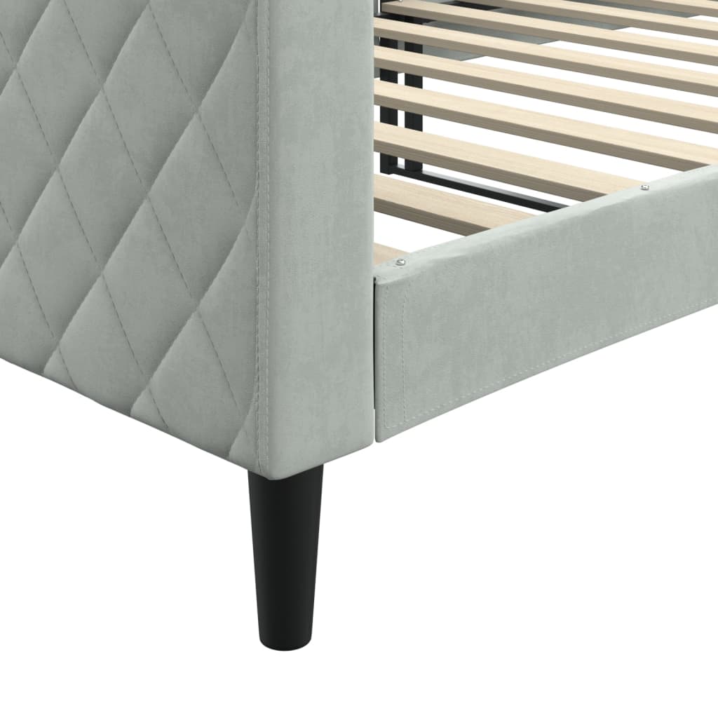 daybed 90x200 cm velour lysegrå