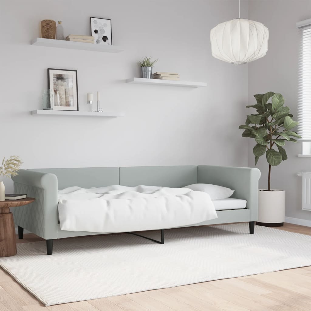 daybed 90x200 cm velour lysegrå