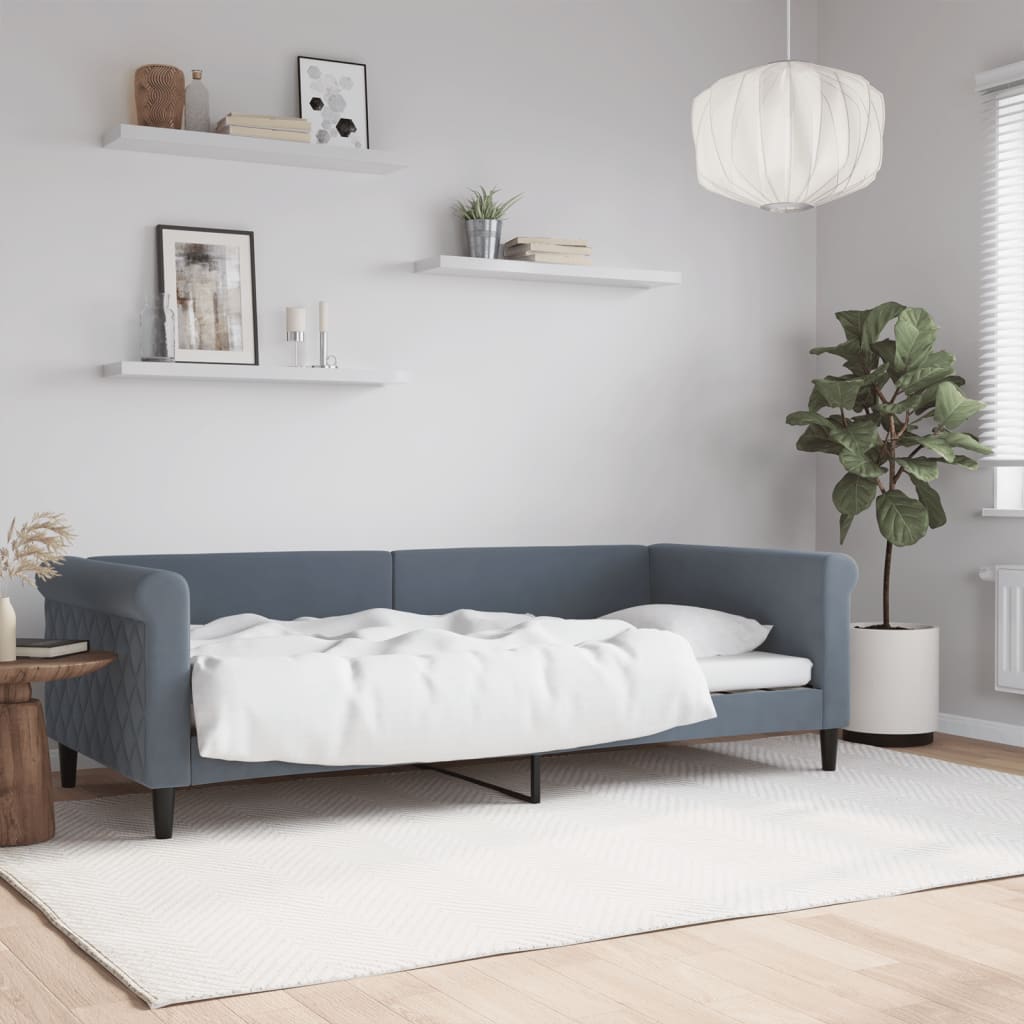 daybed 90x200 cm velour mørkegrå