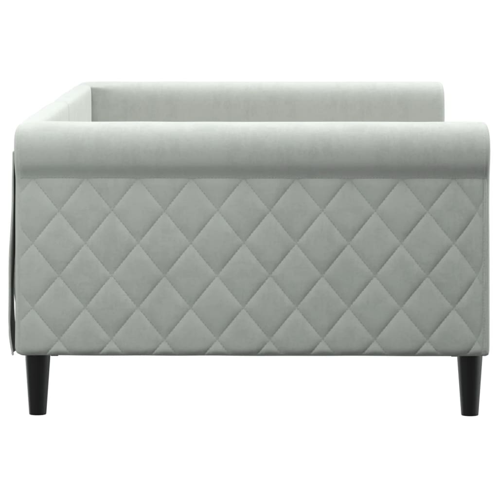 daybed 100x200 cm velour lysegrå