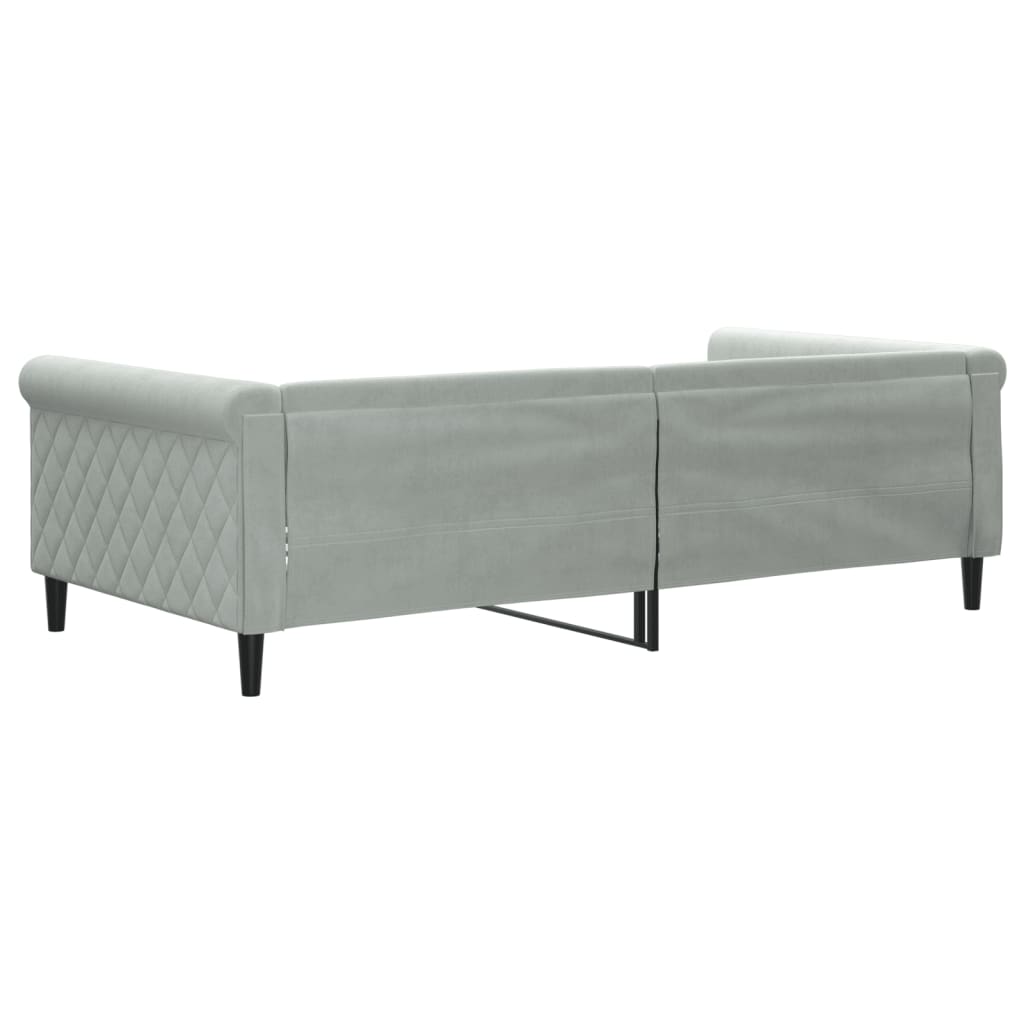 daybed 100x200 cm velour lysegrå