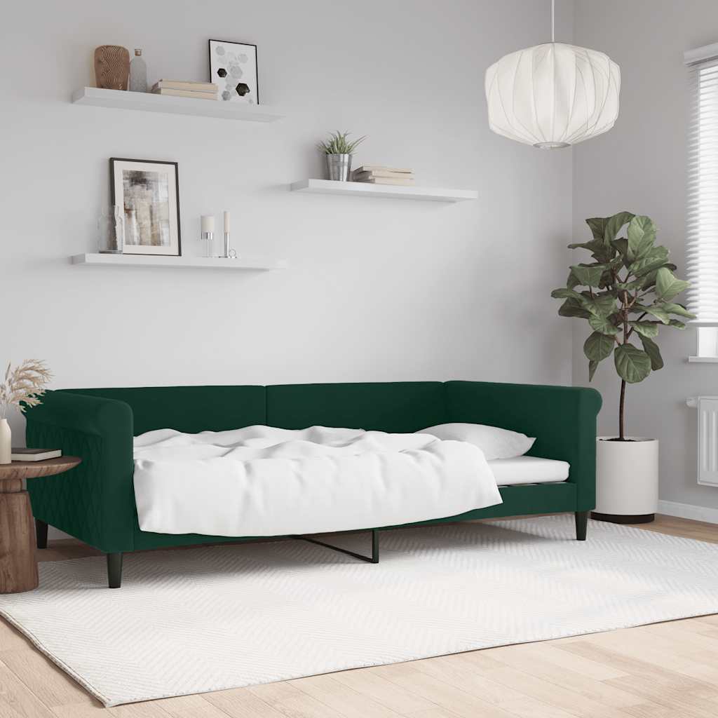 daybed 100x200 cm velour mørkegrøn