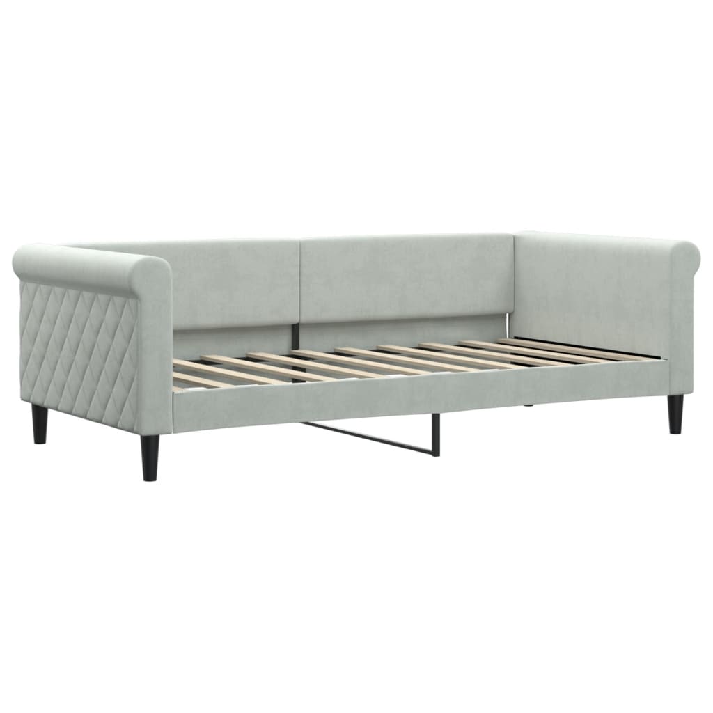 daybed 90x190 cm velour lysegrå