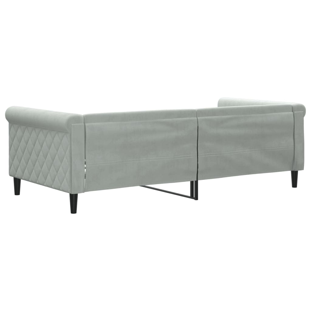 daybed 90x190 cm velour lysegrå