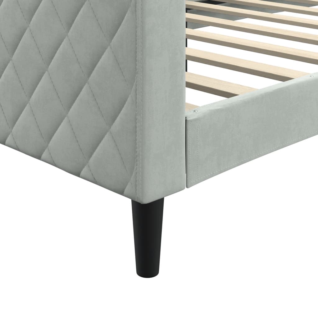 daybed 90x190 cm velour lysegrå