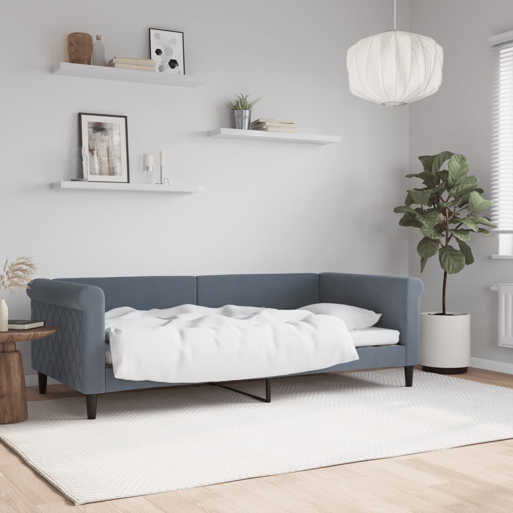 daybed 90x190 cm velour mørkegrå