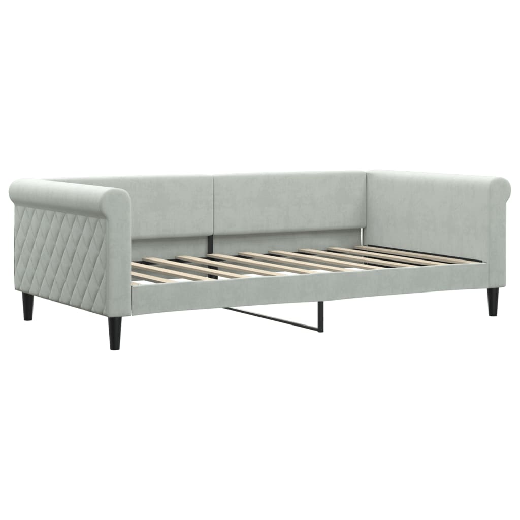 daybed 100x190 cm velour lysegrå