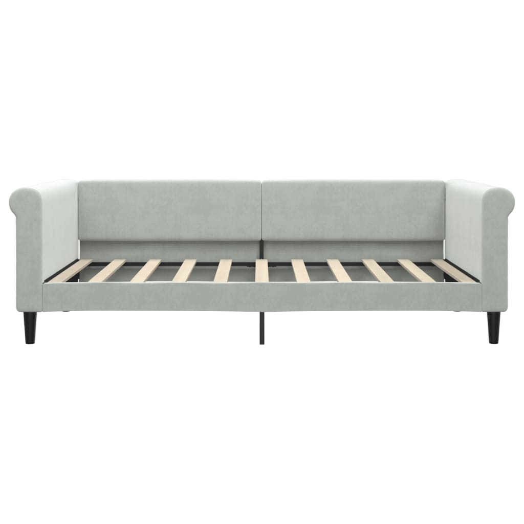daybed 100x190 cm velour lysegrå