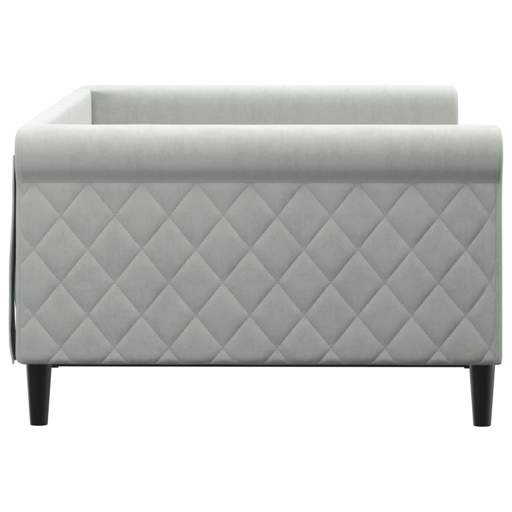 daybed 100x190 cm velour lysegrå