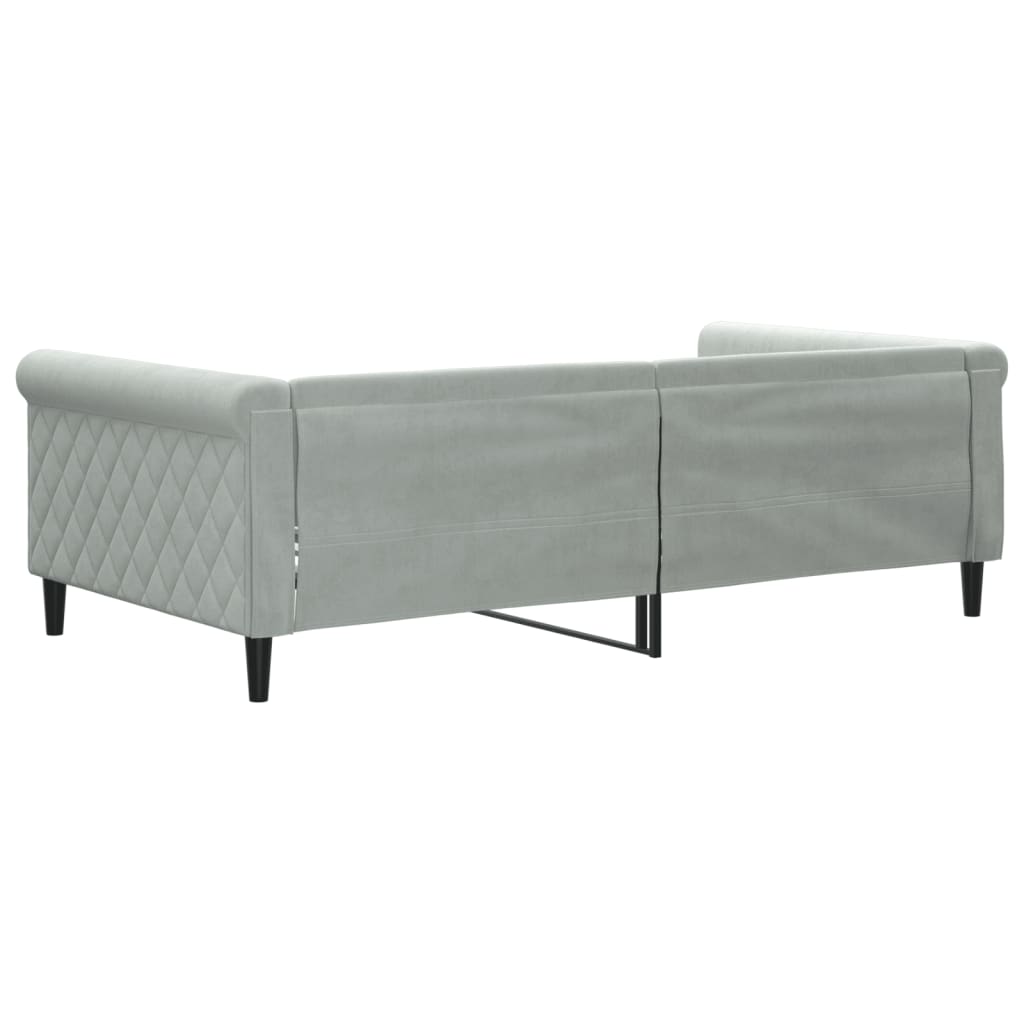 daybed 100x190 cm velour lysegrå
