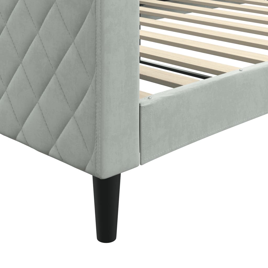 daybed 100x190 cm velour lysegrå