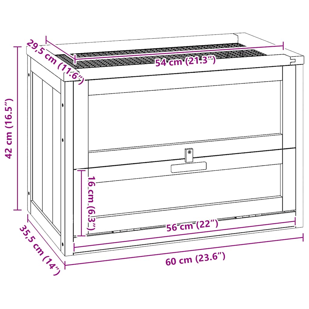 hamsterbur 60x35,5x42 cm massivt fyrretræ