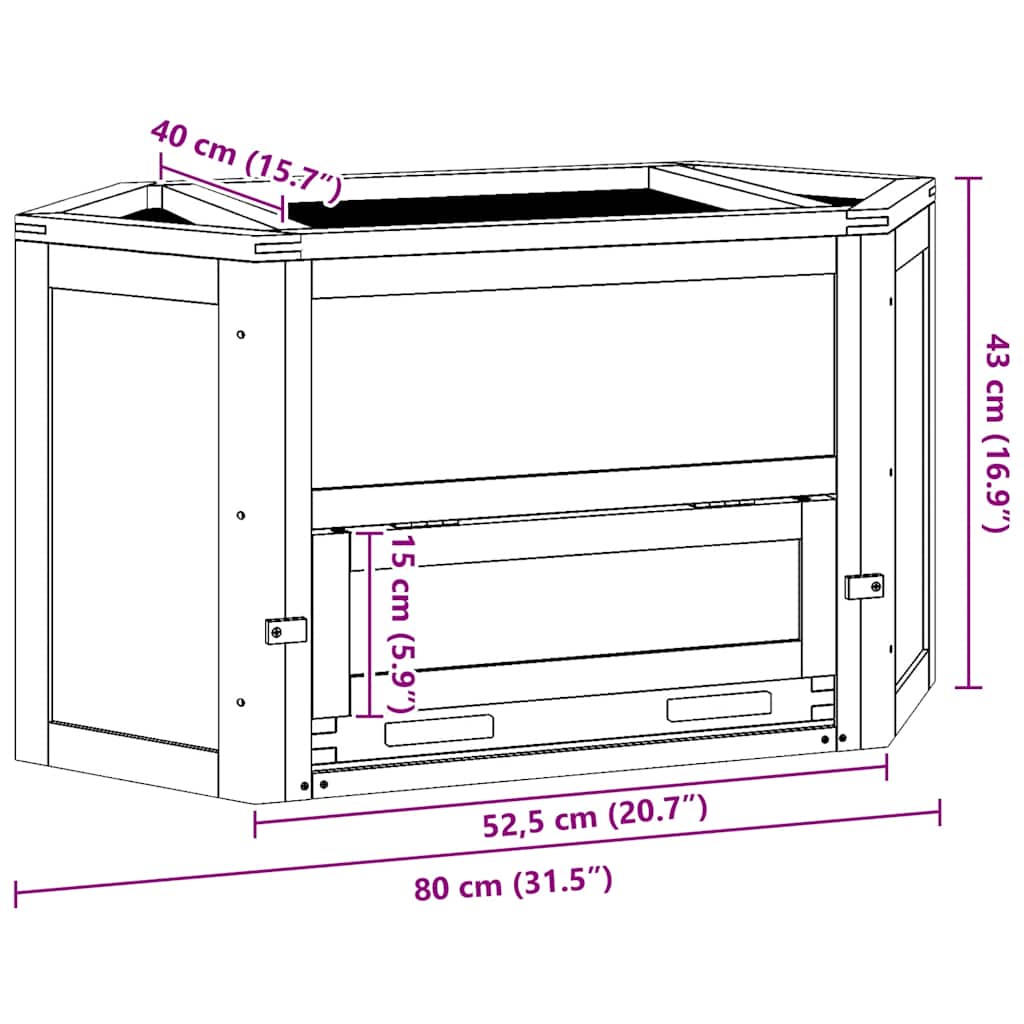 hamsterbur 80x40x43 cm massivt fyrretræ