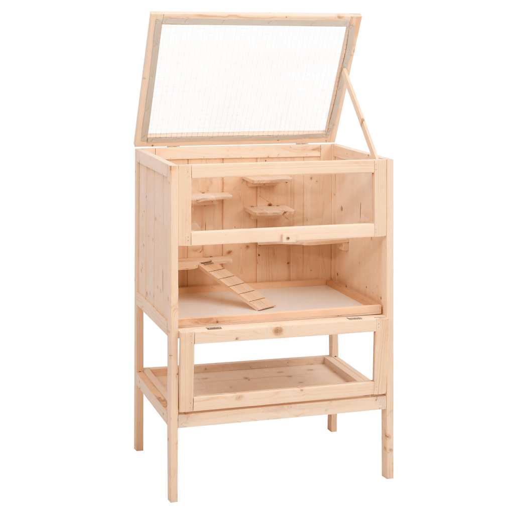 hamsterbur 55x40x80 cm massivt træ gran