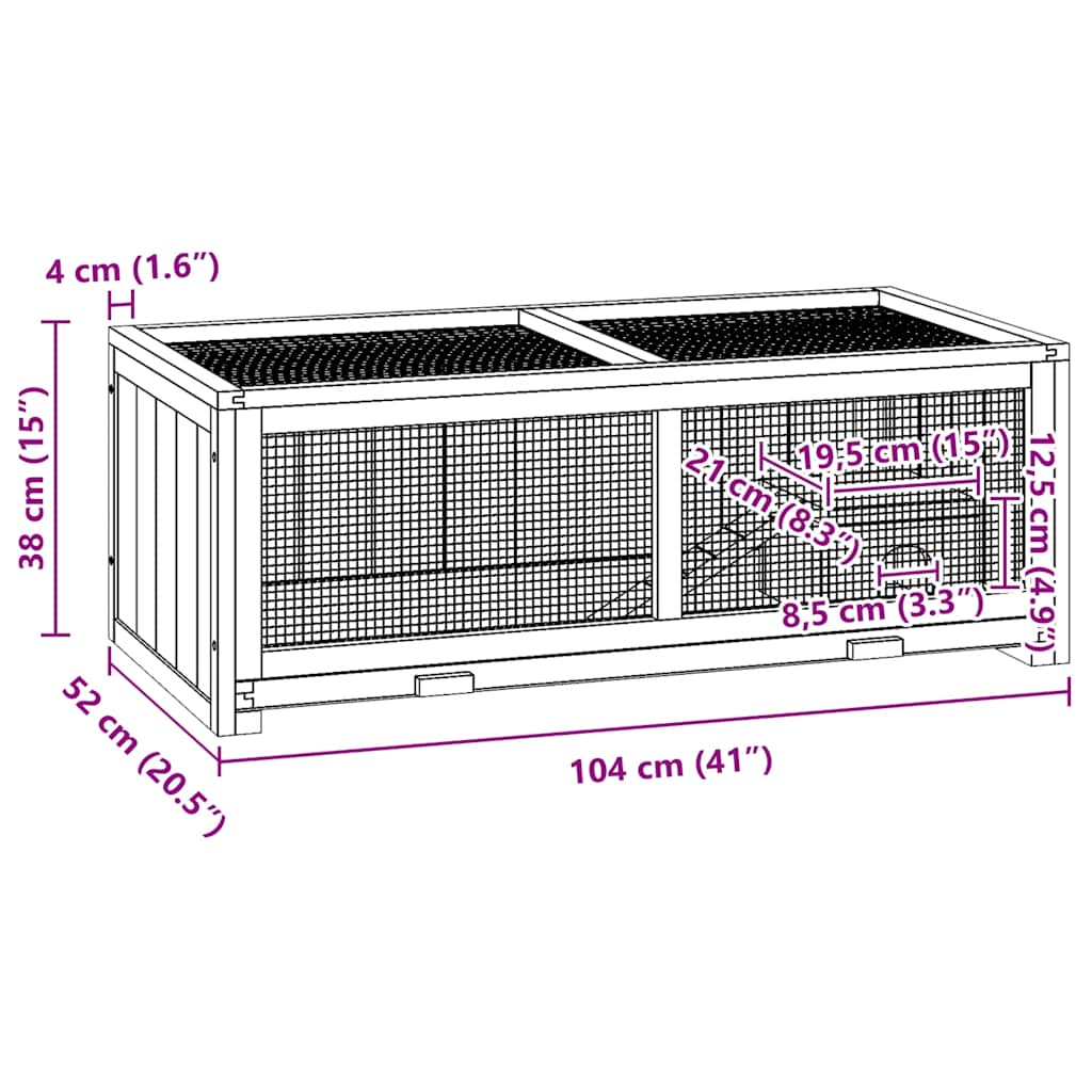 hamsterbur 104x52x38 cm massivt fyrretræ