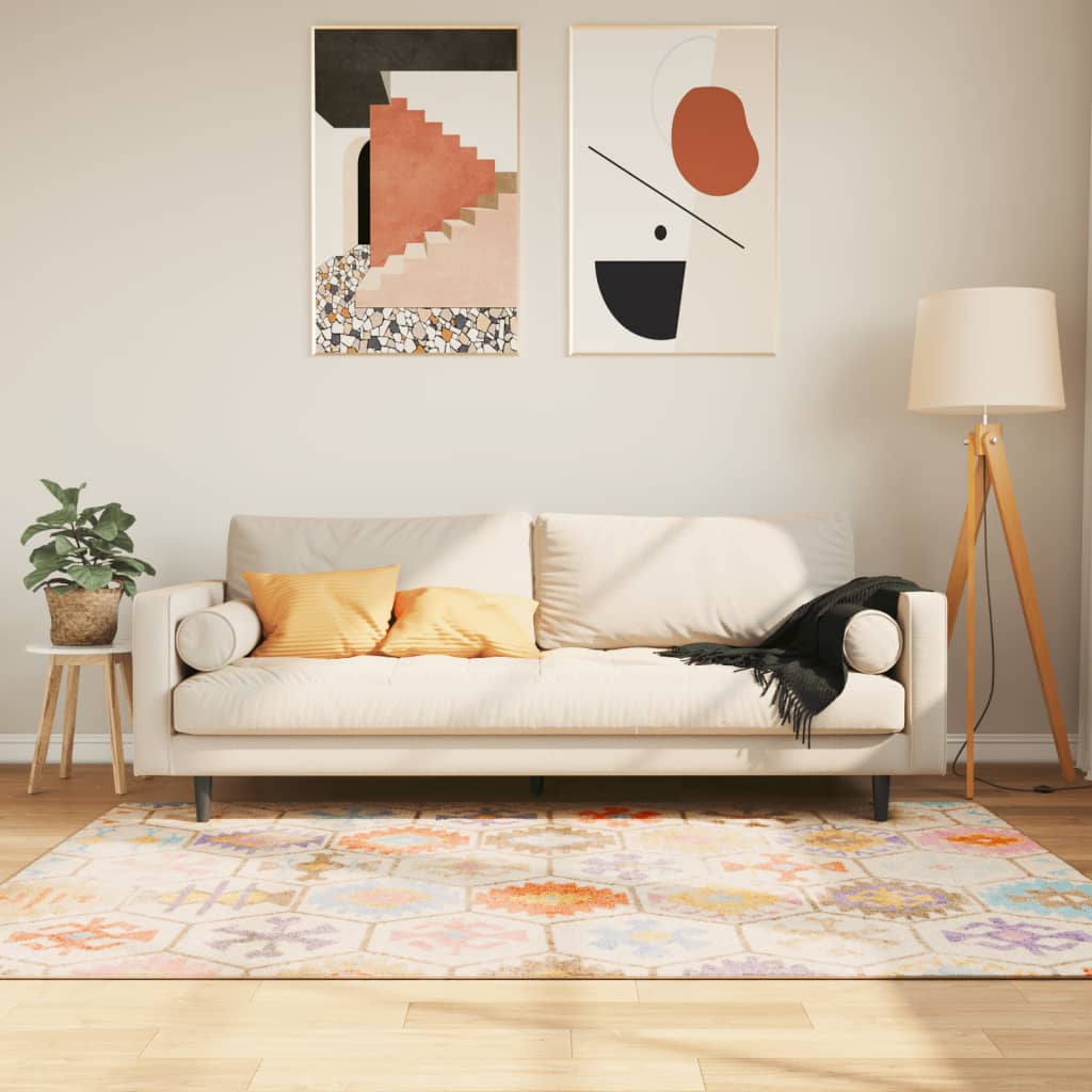 gulvtæppe 120x180 cm vaskbart flerfarvet