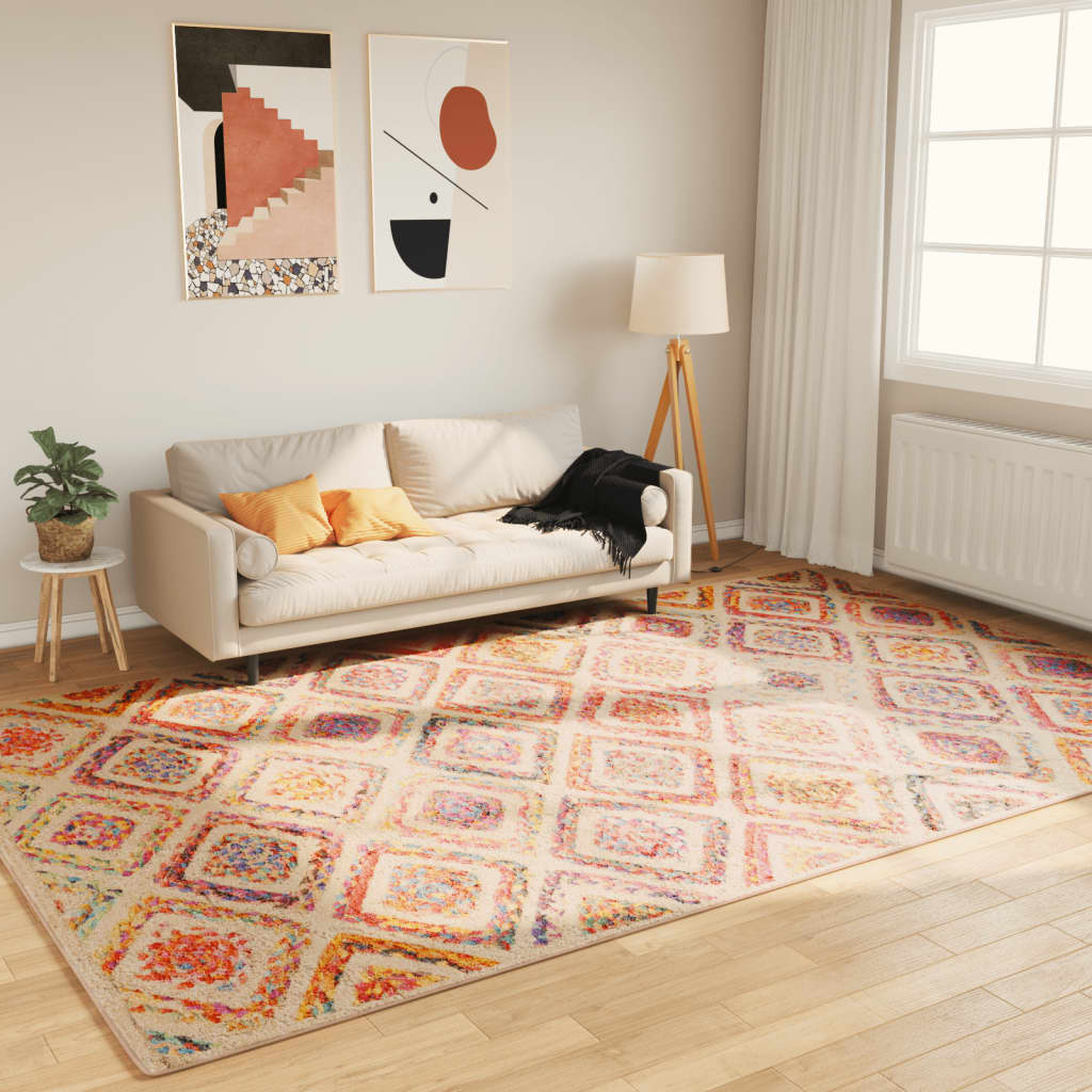 gulvtæppe 190x300 cm vaskbart flerfarvet