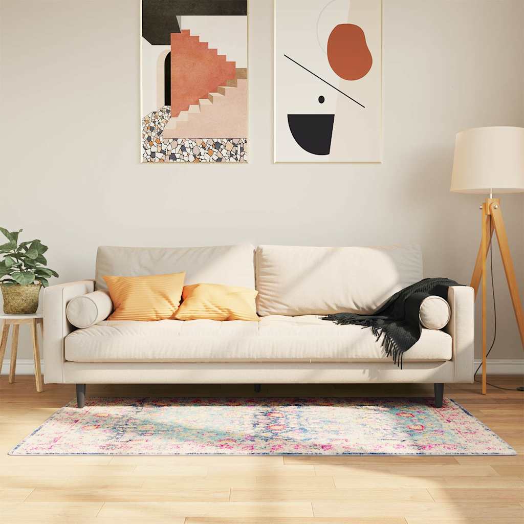 gulvtæppe 80x150 cm vaskbart flerfarvet