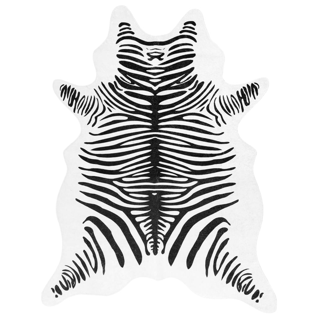 gulvtæppe 120x170 cm vaskbart zebrastriber sort og hvid
