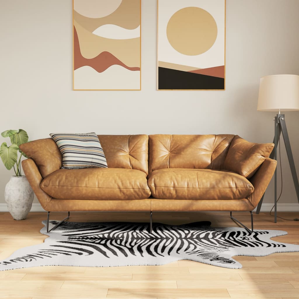 gulvtæppe 120x170 cm vaskbart zebrastriber sort og hvid