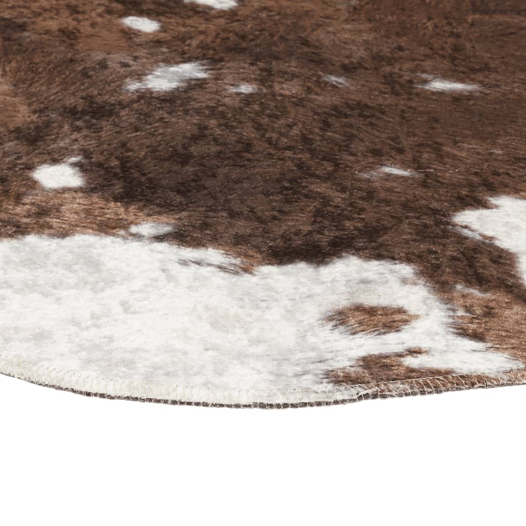 gulvtæppe 120x170 cm vaskbart komønster brun og hvid