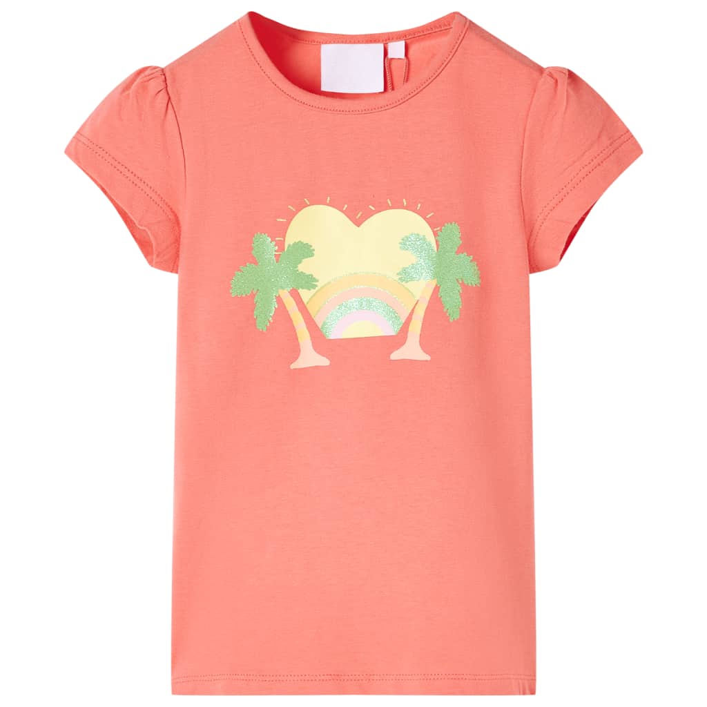 T-shirt til børn str. 116 koralrød