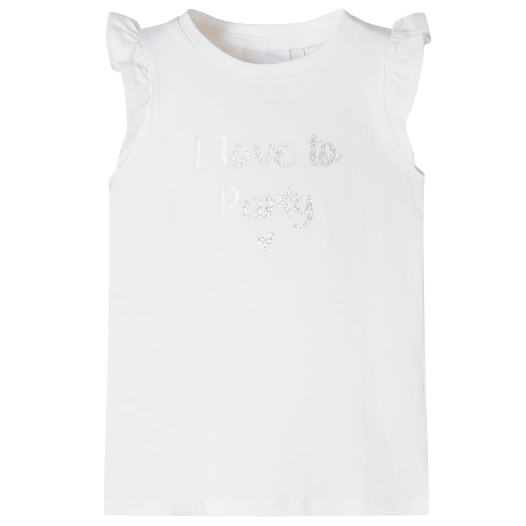 T-shirt til børn str. 116 med flæser hvid
