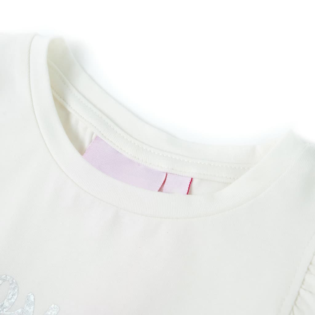T-shirt til børn str. 116 med flæser hvid