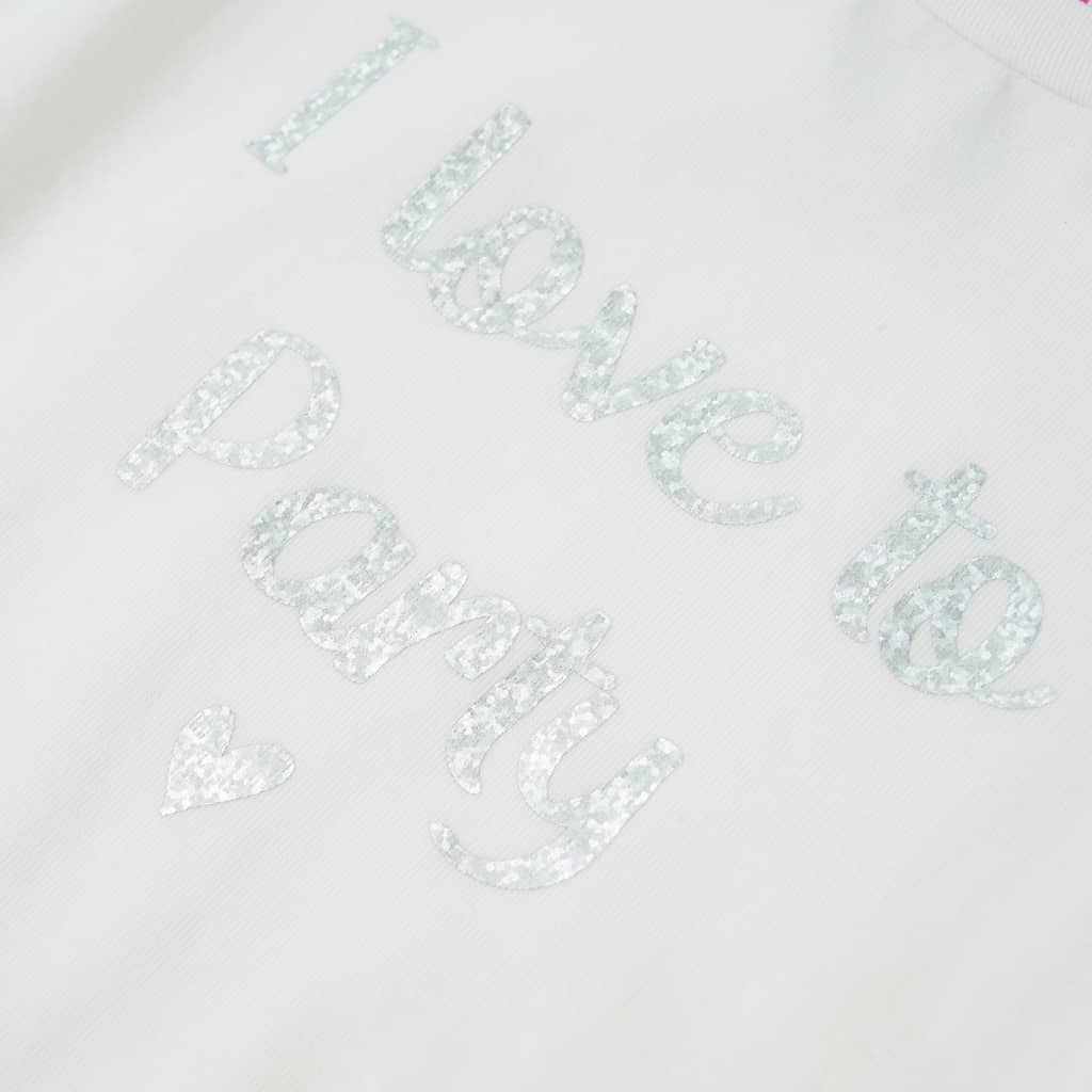 T-shirt til børn str. 116 med flæser hvid