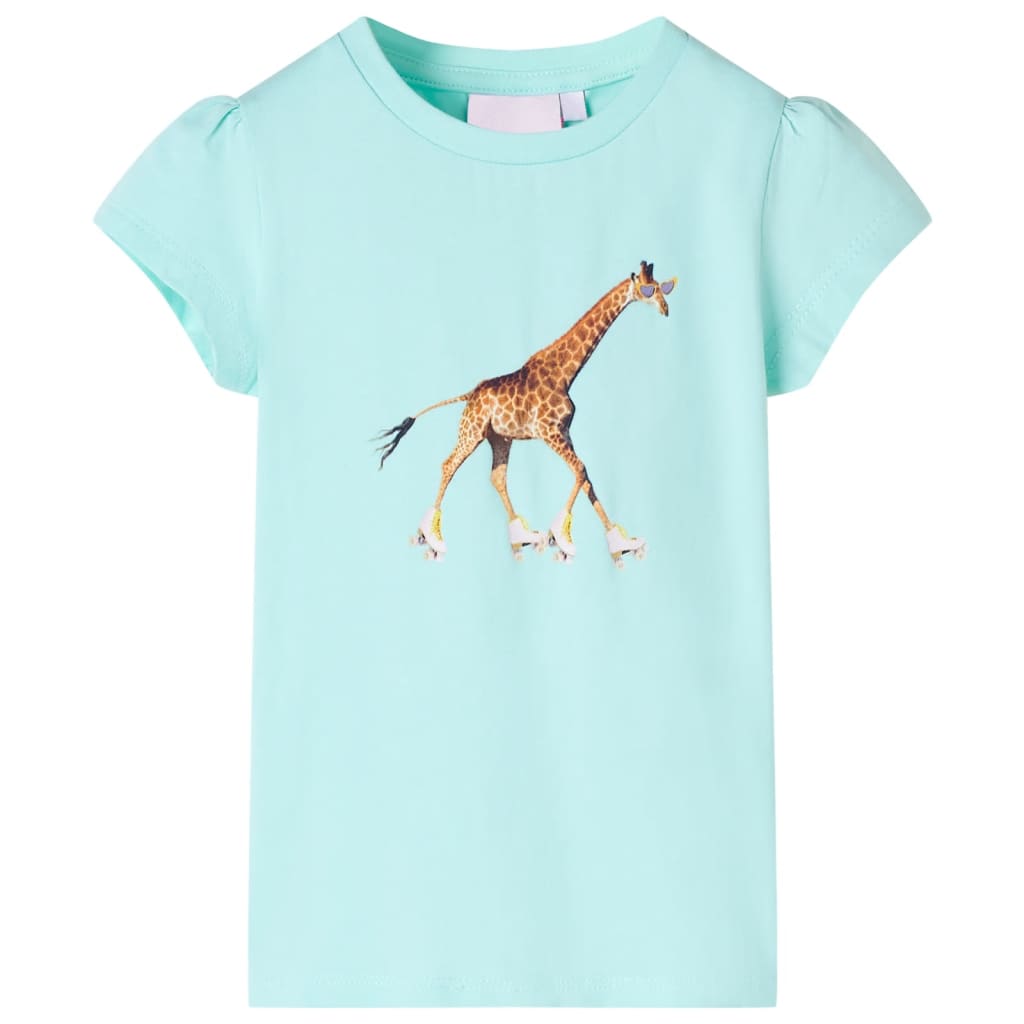T-shirt til børn str. 128 lys akvamarinblå