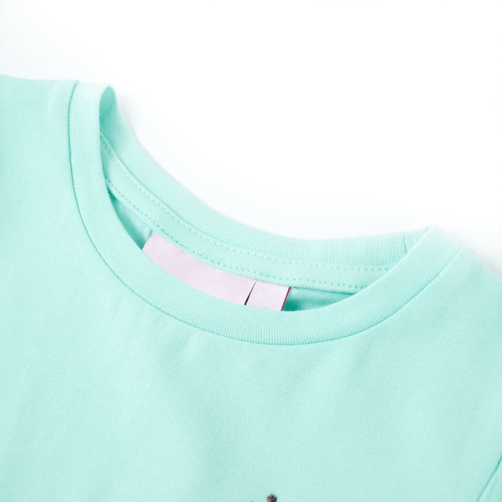 T-shirt til børn str. 128 lys akvamarinblå