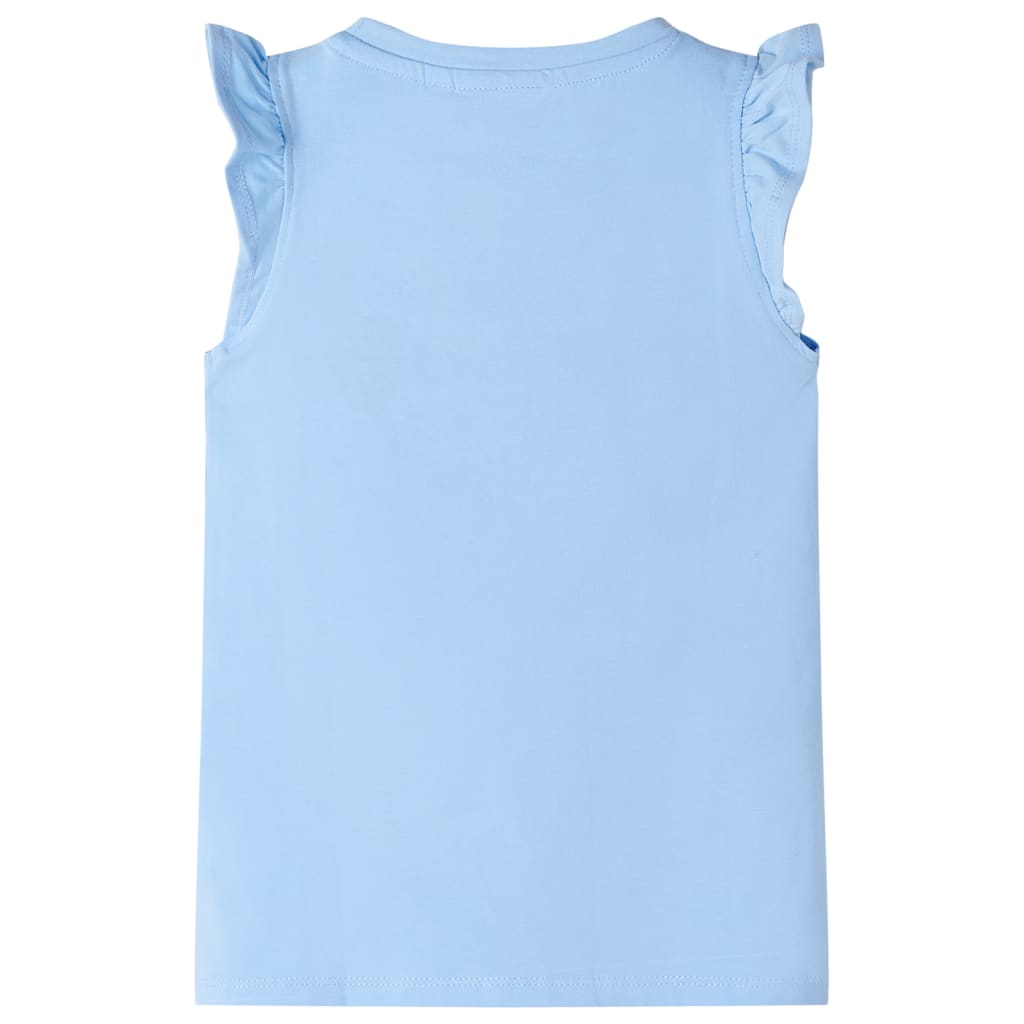 T-shirt til børn str. 128 med flæser lyseblå