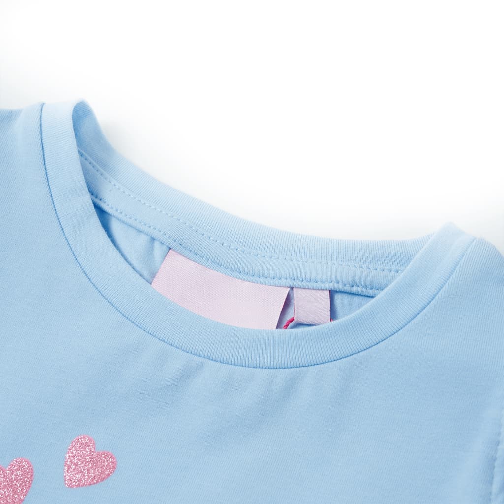T-shirt til børn str. 140 med flæser lyseblå
