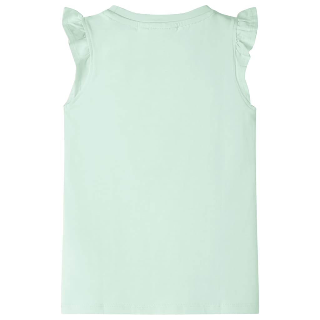 T-shirt til børn str. 128 med flæser lysegrøn