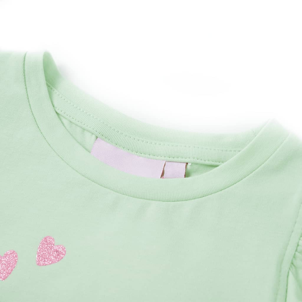 T-shirt til børn str. 128 med flæser lysegrøn